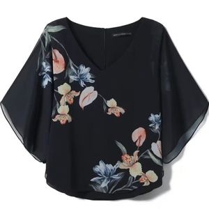 Black Floral Kimono Top sz Large